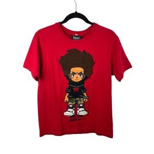 Boondocks Mens Small Embroidered T Shirt Red Huey Freeman